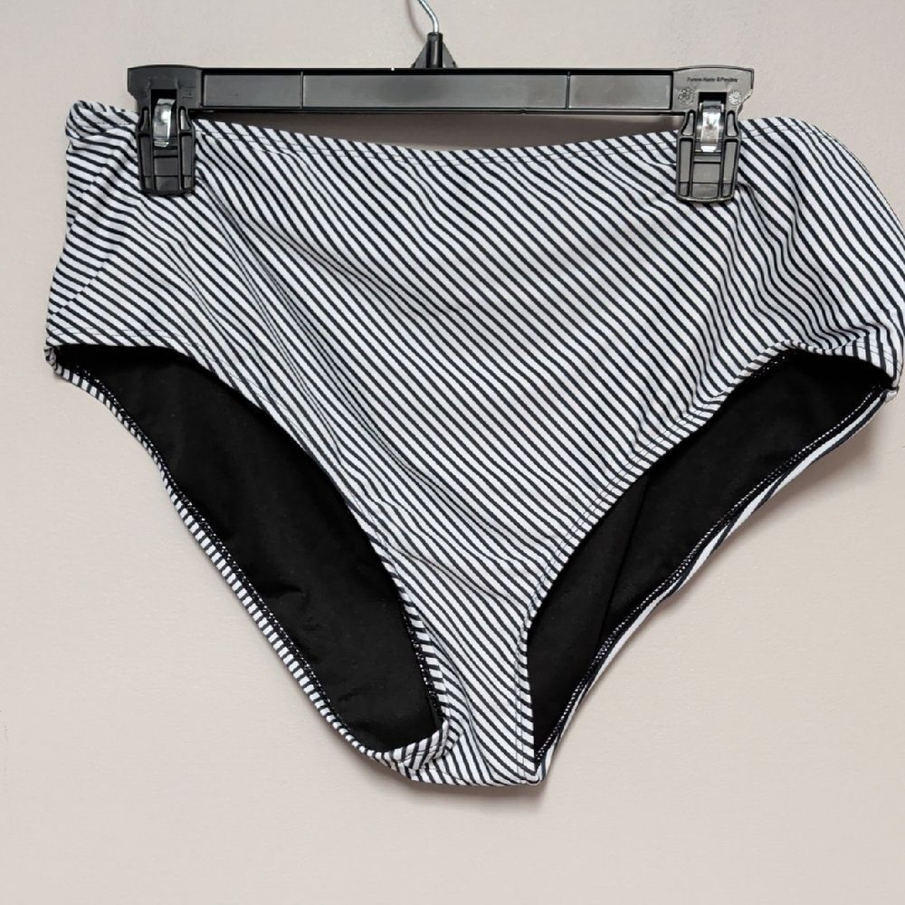 Striped Black and White Bikini Bottoms